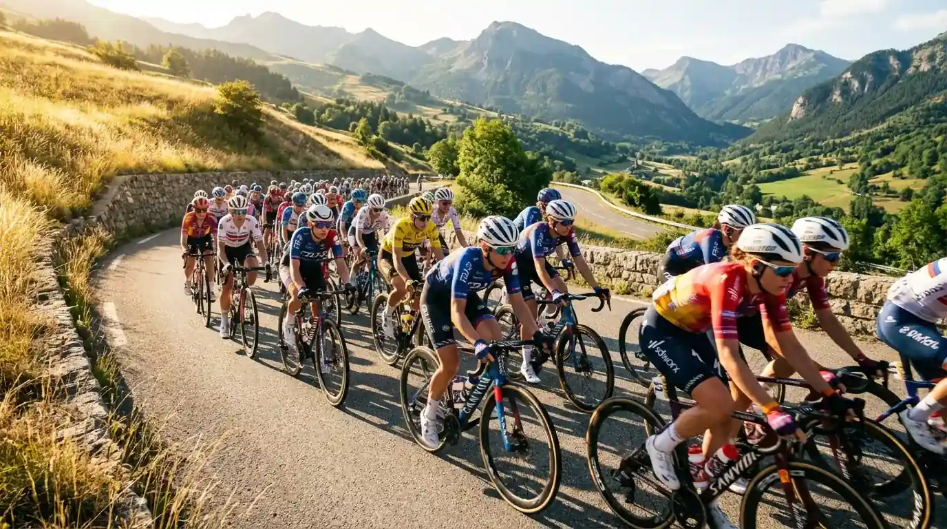 Pelotón femenino del Women's WorldTour durante una etapa de montaña
